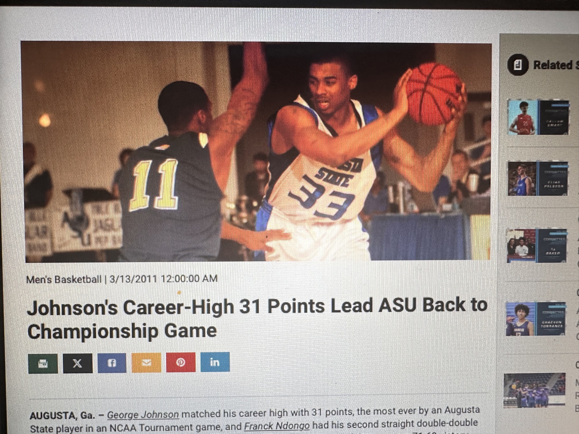 Johnson's Career-High 31 Points Lead ASU Back to Championship Game